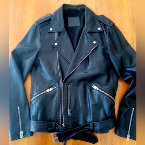 All Saints Dren Leather Biker Jacket-Black Men's Size M